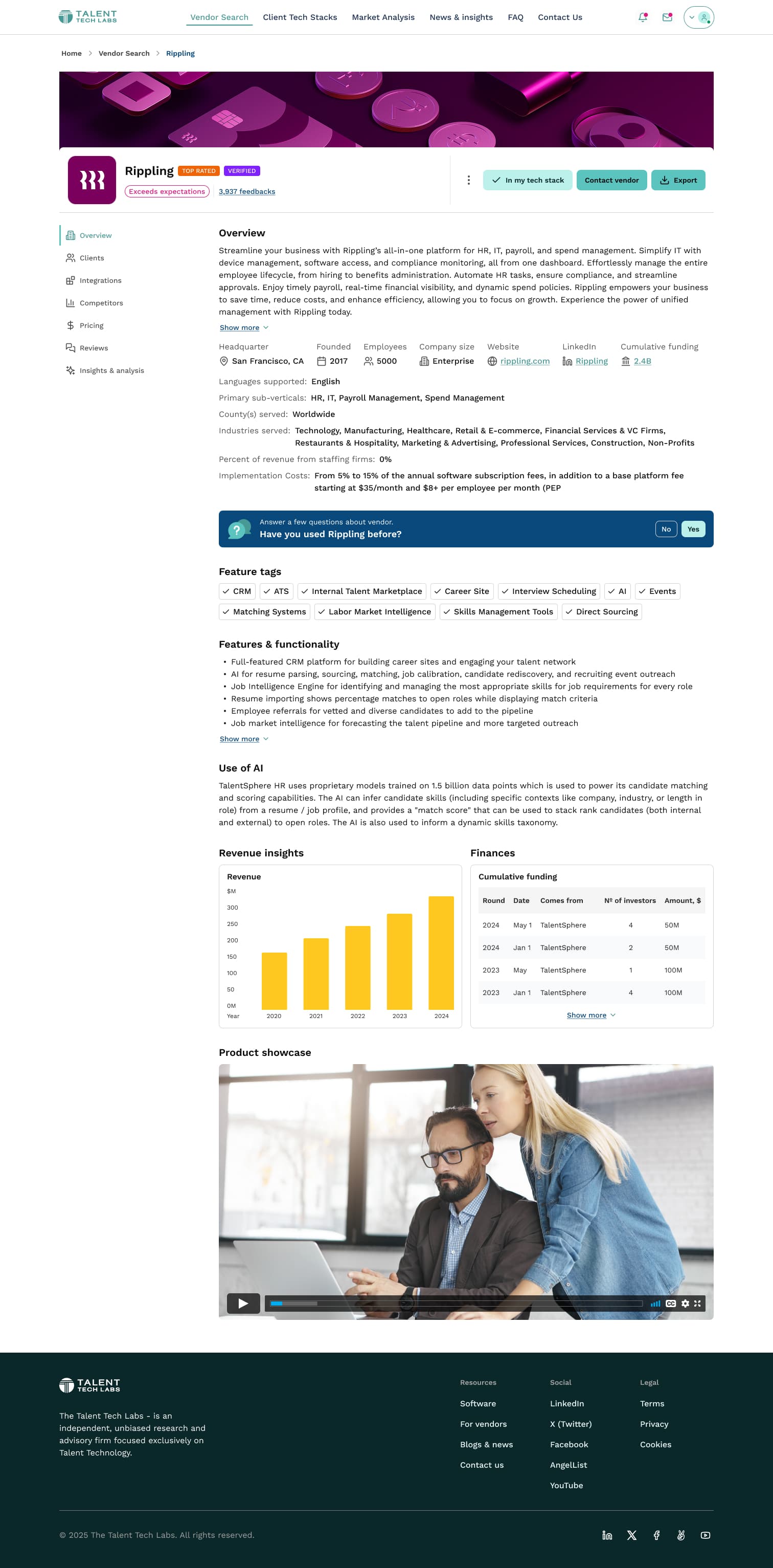 Vendor profile page preview